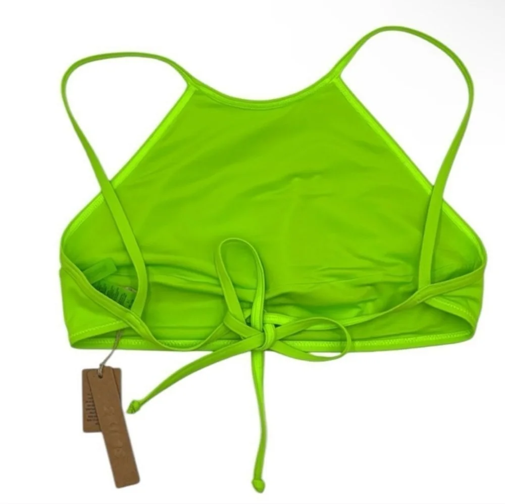 Skims NWT Recycled Swim High Neck Top in Neon Green Size Medium - Picture 3 of 5